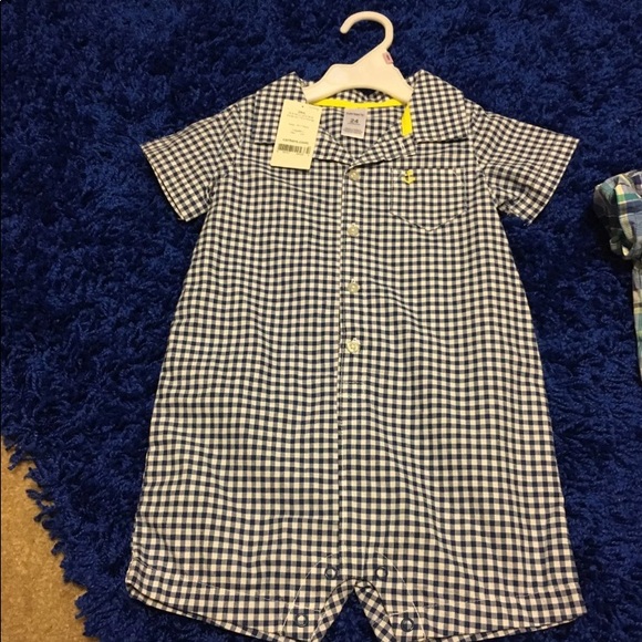 2 Carter’s Plaid Rompers - Picture 2 of 6